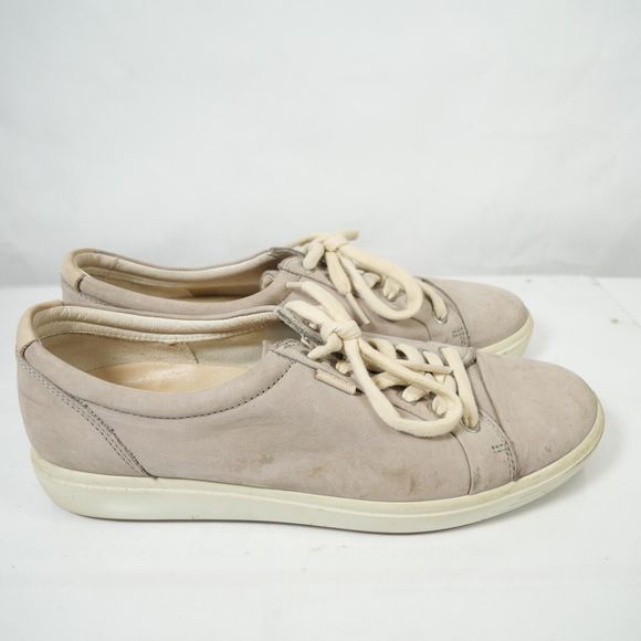 Ecco Soft 7 Suede Leather Lace-Up Sneakers Warm Gray Nubuck Size EU 41 US 10 - Picture 1 of 9